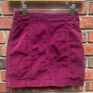 Free People Burgundy Corduroy Mini Skirt Size 0